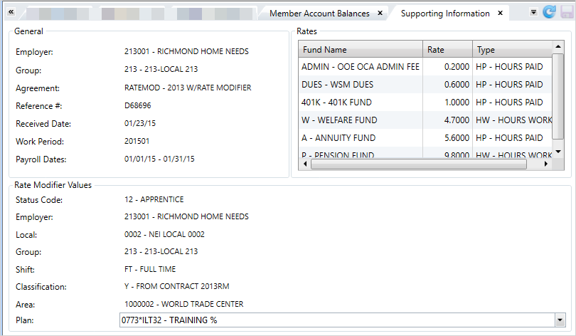 Member's contribution information