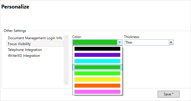 Focus Visibility setting