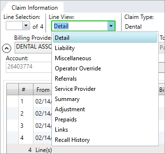 Claim Information Line Views