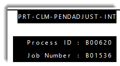 Process ID and Job Number for claims adjustment list