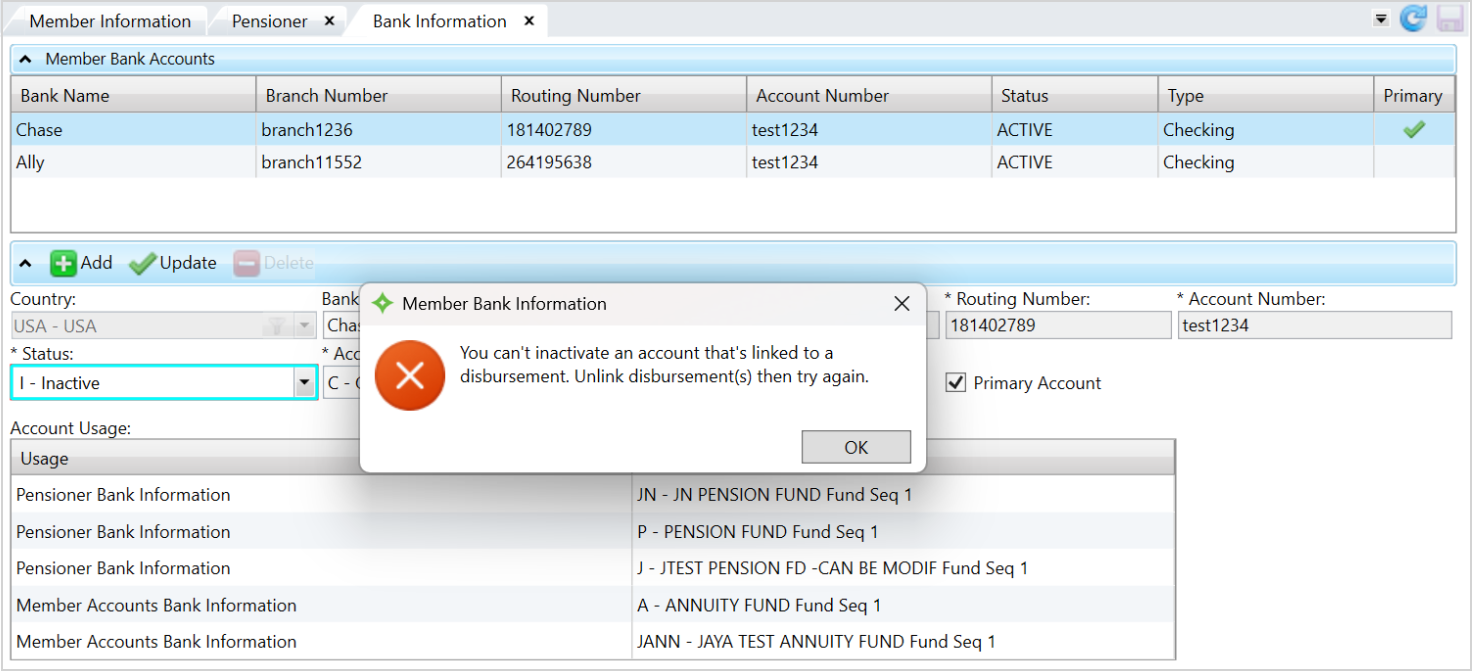 Bank Informsation Manage Member Bank Information