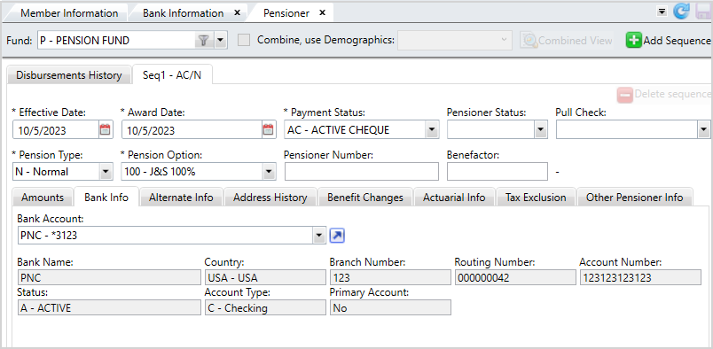 Bank Informsation Manage Member Bank Information